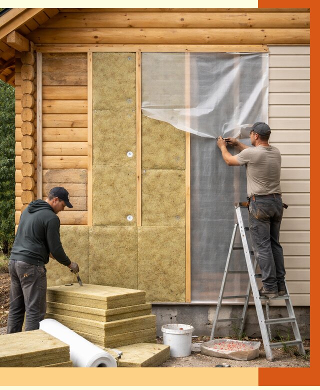 Утепление дома из бруса в Горячем Ключе от 3875 руб./м2 — работы под ключ | ТепломастерГрч