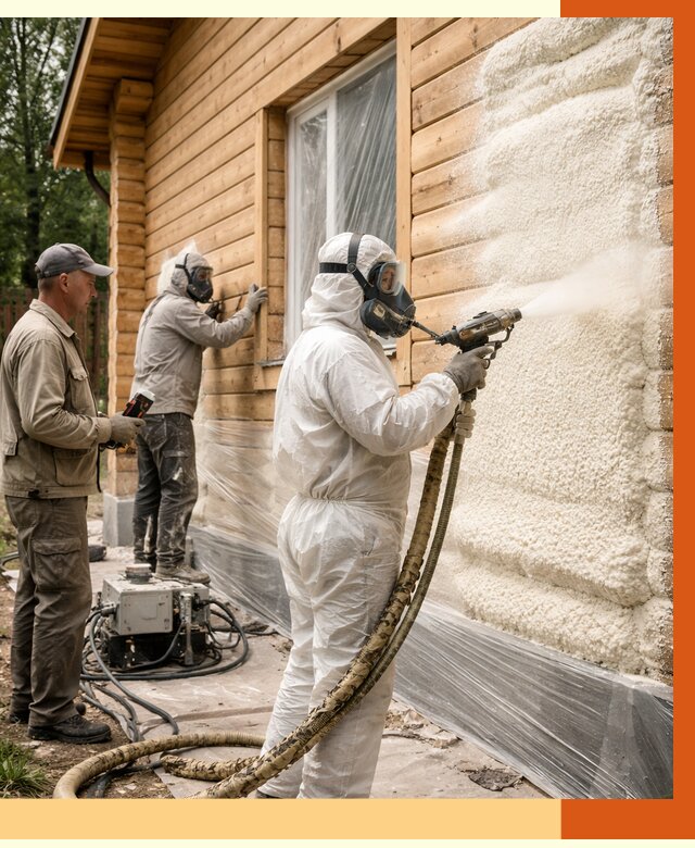 Утепление дома из бруса ППУ в Горячем Ключе от 3978 руб/м2 под ключ | ТепломастерГрч