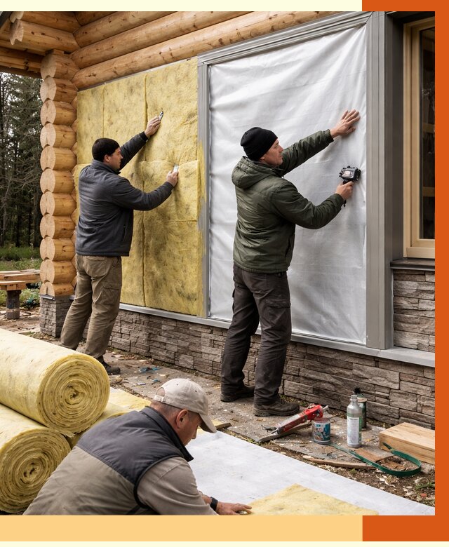 Утепление бревенчатого дома в Горячем Ключе от 7905 руб/м2 — заказать под ключ | ТепломастерГрч