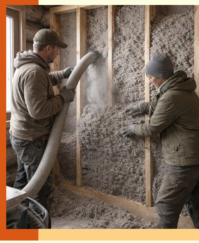 Утепление бревенчатого дома эковатой в Горячем Ключе