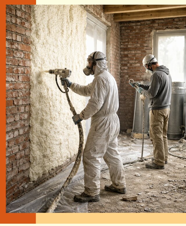 Утепление кирпичного дома пенополиуретаном в Горячем Ключе