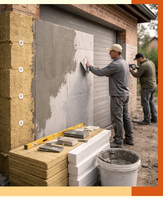 Утепление гаража снаружи в Горячем Ключе от 4340 руб. за м2 — наружное утепление под ключ | ТепломастерГрч