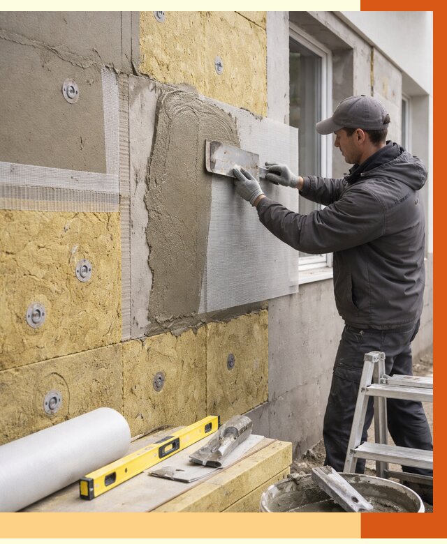 Утепление фасада под штукатурку в Горячем Ключе от 4340 руб/м2 — монтаж пенопластом и минватой | ТепломастерГрч