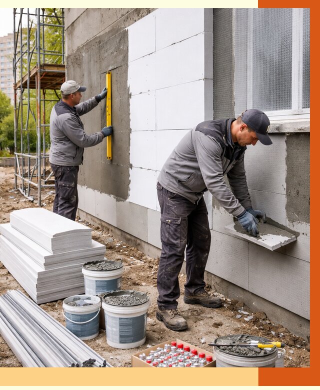 Утепление фасада и стен снаружи в Горячем Ключе от 4340 руб. | ТепломастерГрч