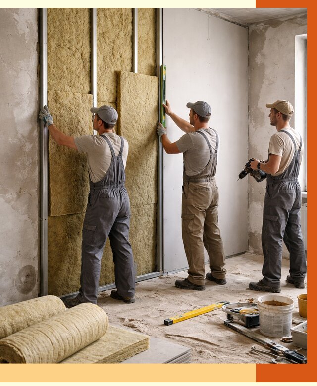 Утепление стен изнутри в Горячем Ключе от 2325 руб/м² под ключ | ТепломастерГрч