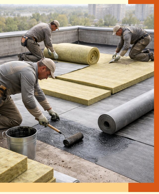 Утепление плоской крыши в Горячем Ключе от 7440 руб./м2 под ключ | ТепломастерГрч