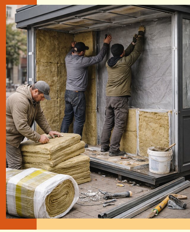 Утепление павильона шаурмы под ключ в Горячем Ключе