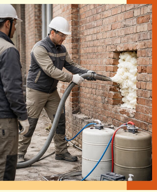 Заливка ППУ в пустоты кирпичной стены в Горячем Ключе от 2842 руб. | ТепломастерГрч