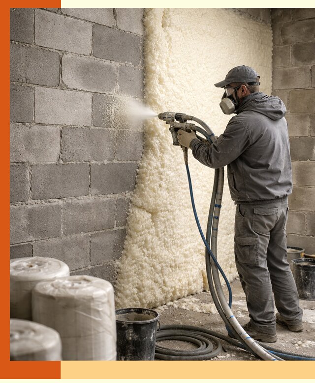 Утепление блочной стены ППУ в Горячем Ключе качественно и надёжно