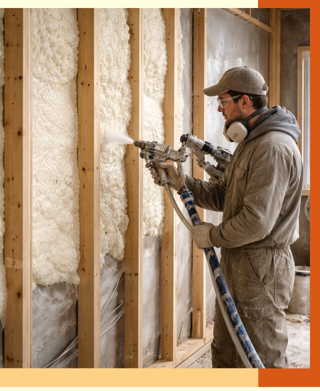 Утепление каркасной стены ППУ в Горячем Ключе от 4392 руб./м2 под ключ | ТепломастерГрч