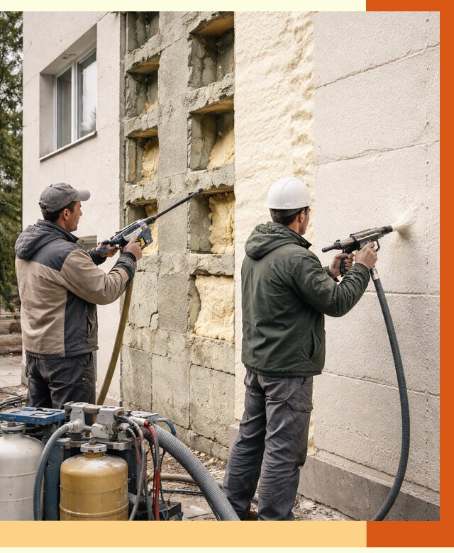 Заполнение пустот фасада в Горячем Ключе от 4650 руб. — утепление пустот облицовки | ТепломастерГрч