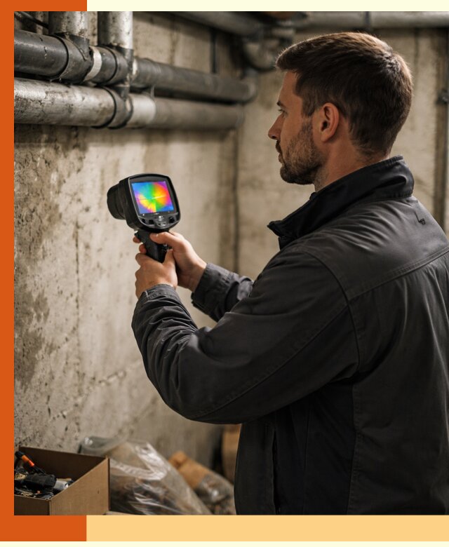 Тепловизионное обследование подвала в Горячем Ключе для поиска утечек тепла